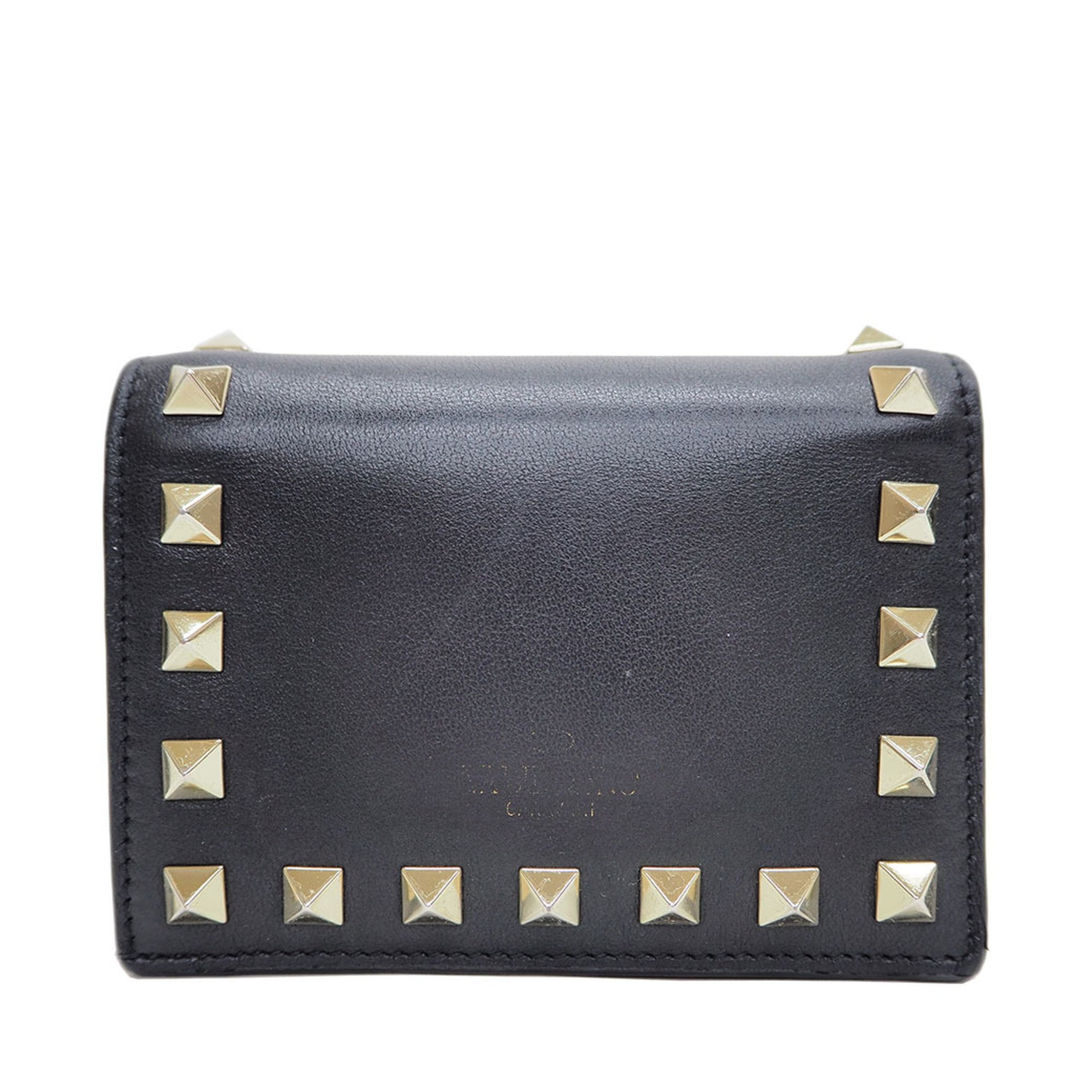 Valentino Garavani Garavani Rockstuds Wallet Black Bi-Fold Qw2p0p39bol Small